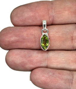 Marquise Peridot Pendant, August Birthstone, 2.7 carats, Sterling Silver, Protection Stone