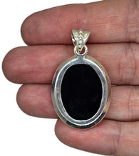 Load image into Gallery viewer, Big Oval Shaped Black Onyx Pendant, Leo Zodiac Stone, Sterling Silver, Protection Stone