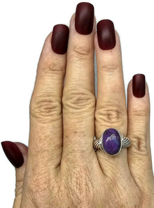 Purple Mojave Turquoise Ring, Size O, Sterling Silver, Oval Shaped, Goddess Gem