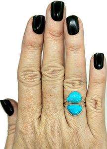 Sleeping Beauty Turquoise Ring, Size O, December Birthstone, Sterling Silver, Faceted