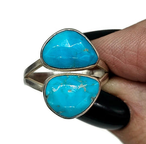 Sleeping Beauty Turquoise Ring, Size O, December Birthstone, Sterling Silver, Faceted