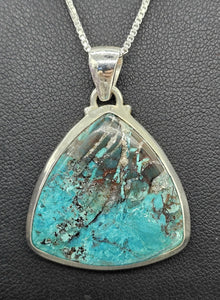 Statement Shattuckite Pendant, Sterling Silver, mix of Azurite, Chrysocolla & Malachite