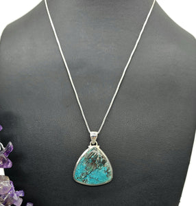 Statement Shattuckite Pendant, Sterling Silver, mix of Azurite, Chrysocolla & Malachite