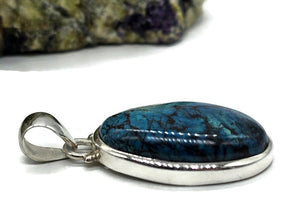 Oval Shattuckite Pendant, Sterling Silver, mix of Azurite, Chrysocolla & Malachite Gem