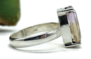 Rectangle Ametrine Ring, Size T, Sterling Silver, Combination of Amethyst & Citrine