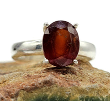 Load image into Gallery viewer, Ruby Ring, Size R 1/2, Sterling Silver, July Birthstone, Oval Faceted, Energy Stone