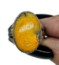 Load image into Gallery viewer, Bumblebee Jasper ring, Size Q, Sterling Silver, Oval Shaped, Eclipse Jasper, Bright Yellow