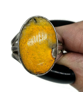 Bumblebee Jasper ring, Size Q, Sterling Silver, Oval Shaped, Eclipse Jasper, Bright Yellow