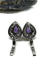 Load image into Gallery viewer, Amethyst Earrings, Huggie Design, Sterling Silver, February Birthstone, Purple Gemstone