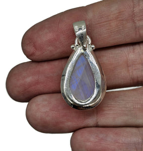 Rainbow Moonstone Pendant, Pear Shape, Sterling Silver, Goddess Stone, Soul Talisman