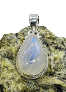 Rainbow Moonstone Pendant, Pear Shape, Sterling Silver, Goddess Stone, Soul Talisman