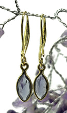 Load image into Gallery viewer, Iolite Earrings, Water Sapphire, Gold plated Sterling Silver, Blue Violet Gemstone