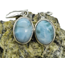 Load image into Gallery viewer, Massive Statement Larimar Earrings, Dolphin Stone, Stone of Atlantis, Sterling Silver