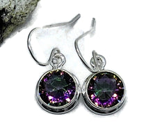 Load image into Gallery viewer, Round Mystic Topaz Earrings, Sterling Silver, Purple Green Gemstone, Fire Topaz