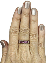 Load image into Gallery viewer, Pink Sapphire Ring, size Q, September Birthstone, Sterling Silver, Channel set Ring