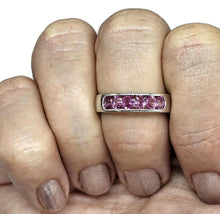 Load image into Gallery viewer, Pink Sapphire Ring, size Q, September Birthstone, Sterling Silver, Channel set Ring