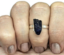 Load image into Gallery viewer, Rough Sapphire Ring, Size P, September Birthstone, Sterling Silver, Raw Blue Sapphire