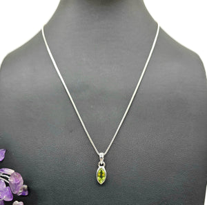 Marquise Peridot Pendant, August Birthstone, 2.7 carats, Sterling Silver, Protection Stone