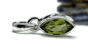 Marquise Peridot Pendant, August Birthstone, 2.7 carats, Sterling Silver, Protection Stone