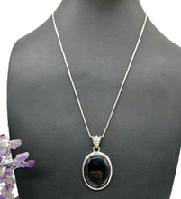 Load image into Gallery viewer, Big Oval Shaped Black Onyx Pendant, Leo Zodiac Stone, Sterling Silver, Protection Stone