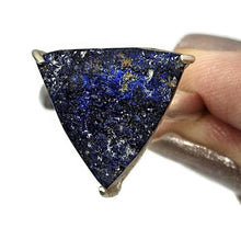 Load image into Gallery viewer, Raw Azurite Ring, size S, Sterling Silver, Rough Triangle Gem, Natural Stone