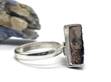 Load image into Gallery viewer, Raw Azurite Ring, size S, Sterling Silver, Rough Triangle Gem, Natural Stone