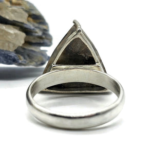 Raw Azurite Ring, size S, Sterling Silver, Rough Triangle Gem, Natural Stone