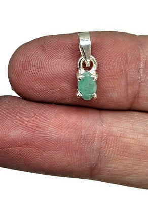 1 Carat Emerald Pendant, Sterling Silver, May Birthstone, Stone of Inspiration