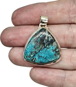 Statement Shattuckite Pendant, Sterling Silver, mix of Azurite, Chrysocolla & Malachite