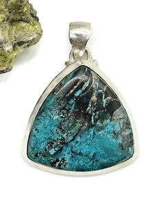 Statement Shattuckite Pendant, Sterling Silver, mix of Azurite, Chrysocolla & Malachite