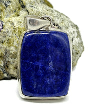 Load image into Gallery viewer, Lapis Lazuli Pendant, Rectangle Shape, Sterling Silver, Protection Stone, Bezel Set