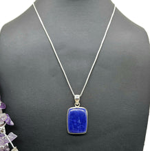 Load image into Gallery viewer, Lapis Lazuli Pendant, Rectangle Shape, Sterling Silver, Protection Stone, Bezel Set