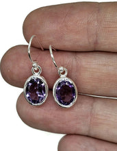 Load image into Gallery viewer, Oval faceted Amethyst Earrings, Sterling Silver, February Birthstone, Spiritual Gem