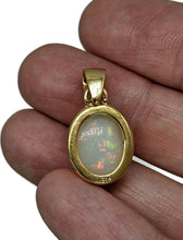 Load image into Gallery viewer, Solid African Opal Pendant, Sterling Silver, 18K Gold Plated, October Birthstone, Aura Gem