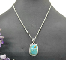 Load image into Gallery viewer, Rectangle Turquoise Pendant, Sterling Silver, December Birthstone, Blue Turquoise