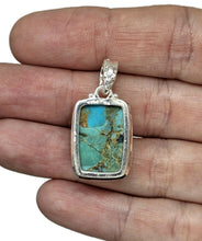 Load image into Gallery viewer, Rectangle Turquoise Pendant, Sterling Silver, December Birthstone, Blue Turquoise