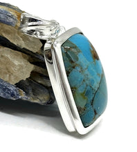 Load image into Gallery viewer, Rectangle Turquoise Pendant, Sterling Silver, December Birthstone, Blue Turquoise