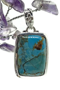 Rectangle Turquoise Pendant, Sterling Silver, December Birthstone, Blue Turquoise