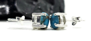 Blue Turquoise Studs, Sterling Silver, Oval Shaped, Copper Turquoise, Protection Stone