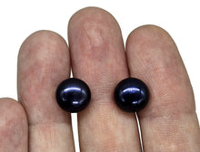 Load image into Gallery viewer, Blue Purple Freshwater Pearl Studs, June Birthstone, Sterling Silver, 10mm, Natural Pearls