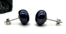 Load image into Gallery viewer, Blue Purple Freshwater Pearl Studs, June Birthstone, Sterling Silver, 10mm, Natural Pearls