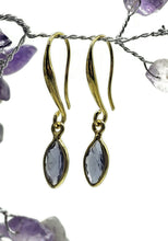 Load image into Gallery viewer, Iolite Earrings, Water Sapphire, Gold plated Sterling Silver, Blue Violet Gemstone