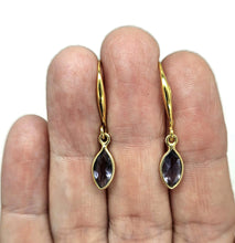 Load image into Gallery viewer, Iolite Earrings, Water Sapphire, Gold plated Sterling Silver, Blue Violet Gemstone