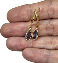 Load image into Gallery viewer, Iolite Earrings, Water Sapphire, Gold plated Sterling Silver, Blue Violet Gemstone