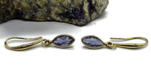 Load image into Gallery viewer, Iolite Earrings, Water Sapphire, Gold plated Sterling Silver, Blue Violet Gemstone