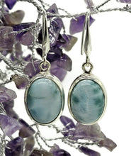 Load image into Gallery viewer, Massive Statement Larimar Earrings, Dolphin Stone, Stone of Atlantis, Sterling Silver