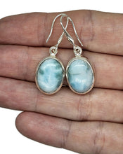 Load image into Gallery viewer, Massive Statement Larimar Earrings, Dolphin Stone, Stone of Atlantis, Sterling Silver