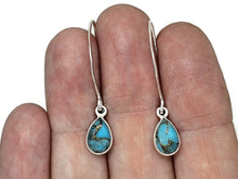 Load image into Gallery viewer, Blue Copper Turquoise Earrings, December Birthstone, Sterling Silver, Pear Shaped