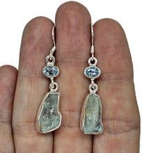 Load image into Gallery viewer, Blue Topaz &amp; Raw Aquamarine Earrings, Sterling Silver, Protection Stone, Love Stone