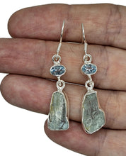 Load image into Gallery viewer, Blue Topaz &amp; Raw Aquamarine Earrings, Sterling Silver, Protection Stone, Love Stone